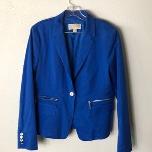 Michael Kors Electric Blue Cotton Blazer Fitted Womens Metallic Button 14